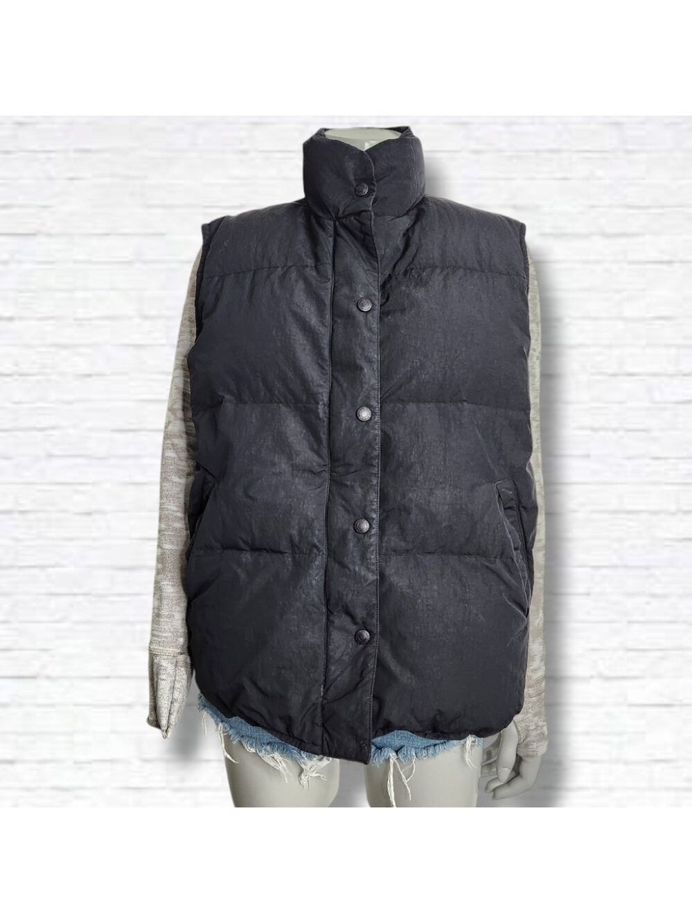 Eddie Bauer Black Goose Down Winter Puffer Vest Size L Women's
